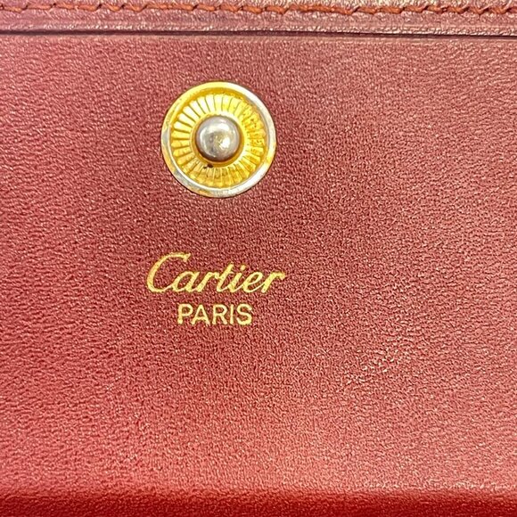 Cartier Vintage Must Line Bordeaux Tri-Fold Wallet w/ Kisslock Pouch - Preowned - Picture 10 of 15